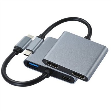 Bộ chuyển đổi USB C sang HDMI kép với 1 cổng USB3.0 và cổng PD