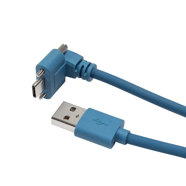USB 3.1 Type-C Dual Screw Locking Down Up Angled To Standard USB 2.0 Data Cable For Camera